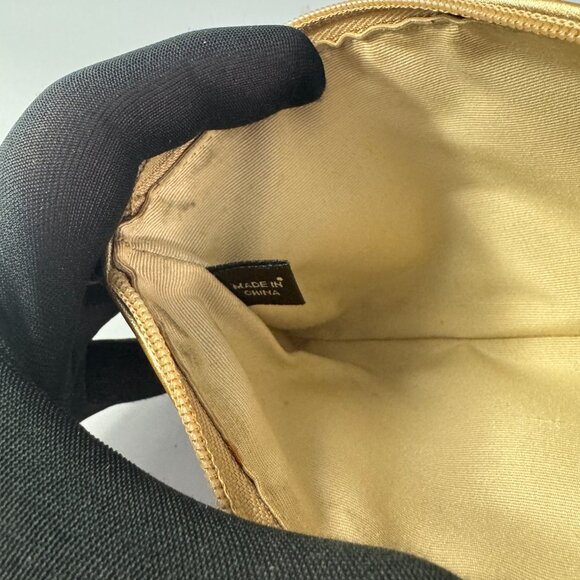 Coach Gold Tan Wristlet Clutch Signature Logo W/ Studs Canva Leather Purse - Picture 10 of 13